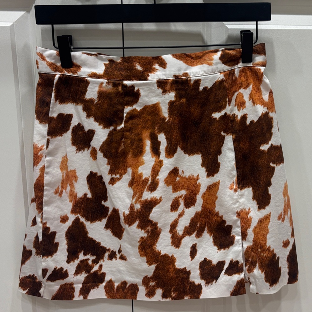 Gianni Bini Brown and White Cow Print Mini Skirt